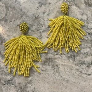 Yellow Beaded Fringe Earrings